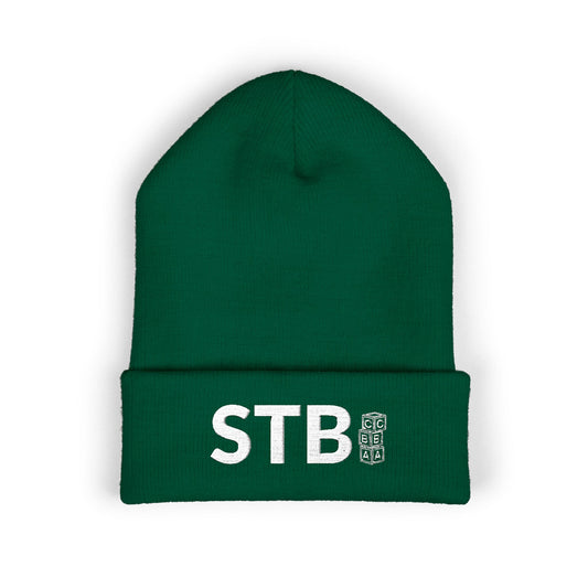 STB - Spruce Green Embroidered Cuffed Beanie