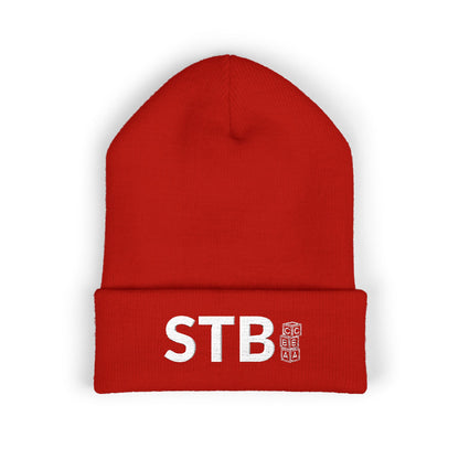 STB - Red Embroidered Cuffed Beanie