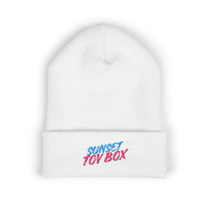 Copy of Miami Sunset Toy Box - White Embroidered Cuffed Beanie
