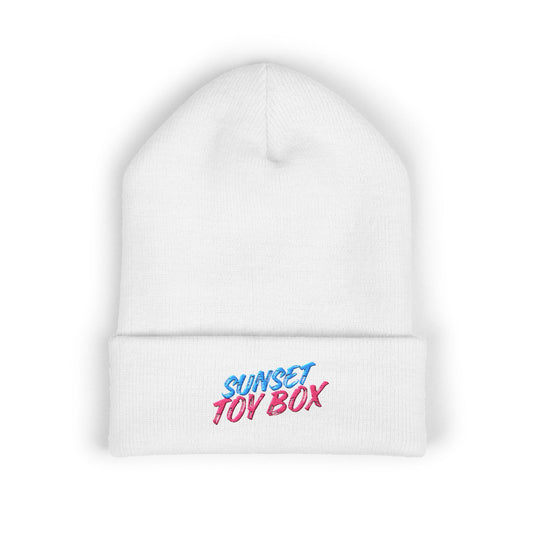 Copy of Miami Sunset Toy Box - White Embroidered Cuffed Beanie