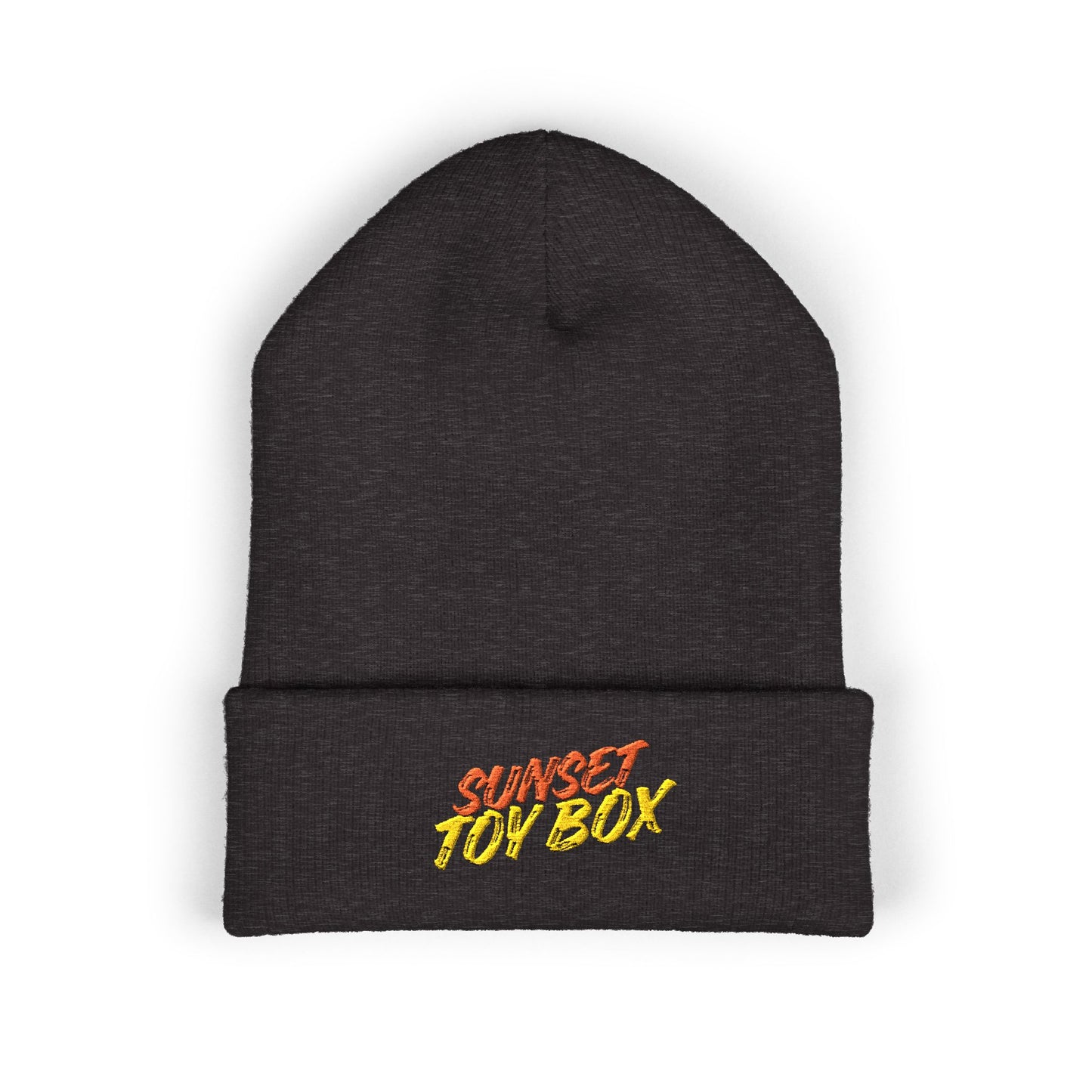 Sunset Toy Box - Dark Gray Embroidered Cuffed Beanie