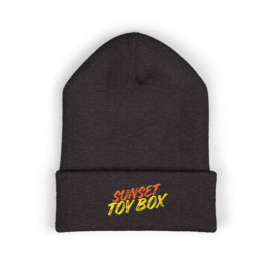 Sunset Toy Box - Dark Gray Embroidered Cuffed Beanie