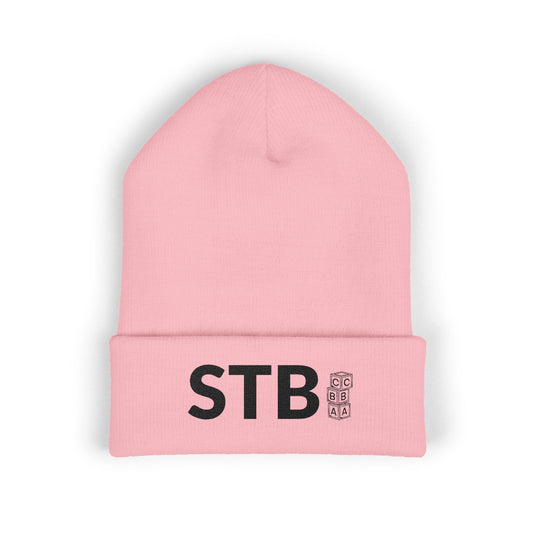 STB - Baby Pink Embroidered Cuffed Beanie